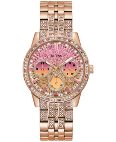 Женские наручные часы GUESS Glitz Rose Gold-Tone Stainless Steel 40mm