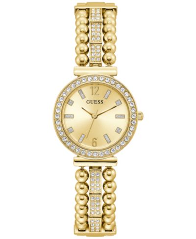 GUESS Женские часы с золотистым покрытием и кристаллами, 30mm