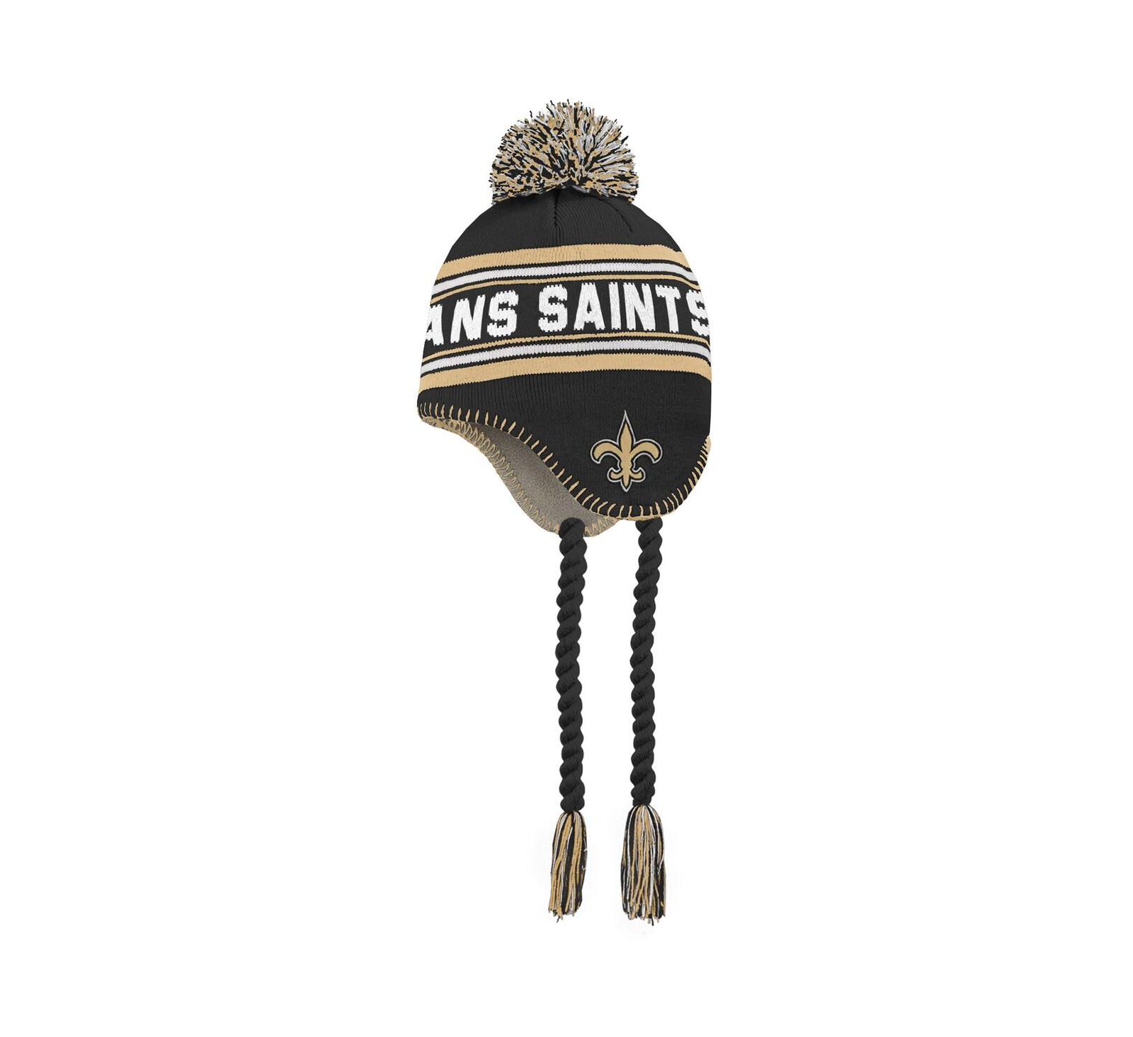 Вязаная шапка Outerstuff Preschool Boys and Girls Black and Gold New Orleans Saints с помпоном