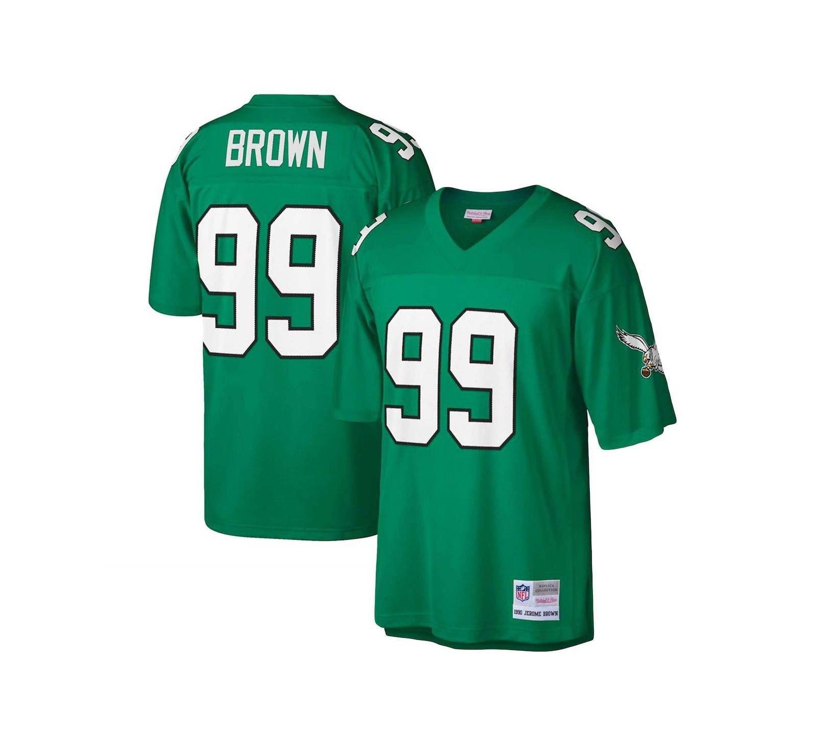 Мужская джерси Mitchell & Ness Jerome Brown Kelly Green Philadelphia Eagles Big and Tall 1990 Retired Player Replica