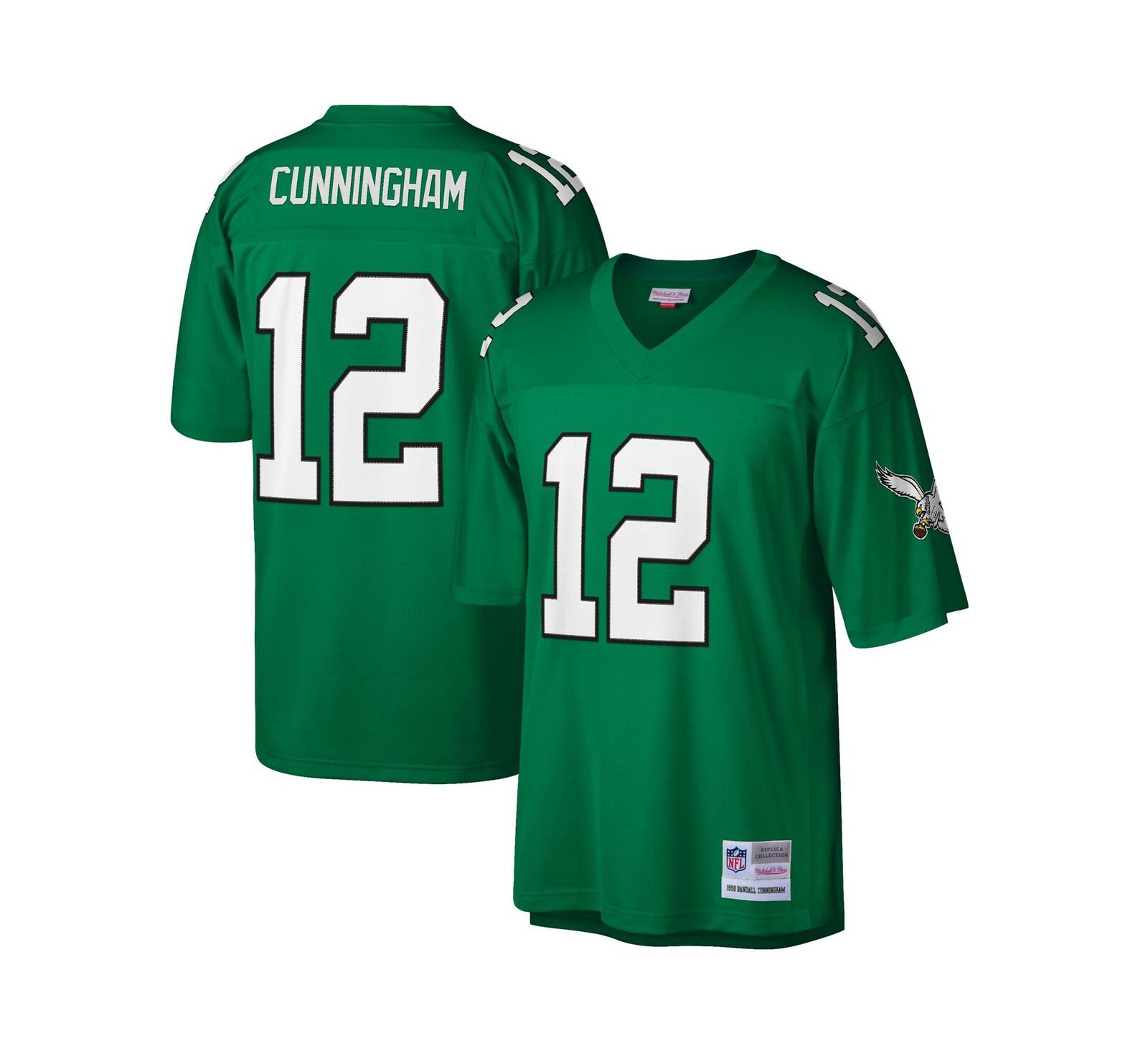 Мужская реплика джерси Mitchell & Ness Randall Cunningham Philadelphia Eagles, Kelly Green, Big and Tall