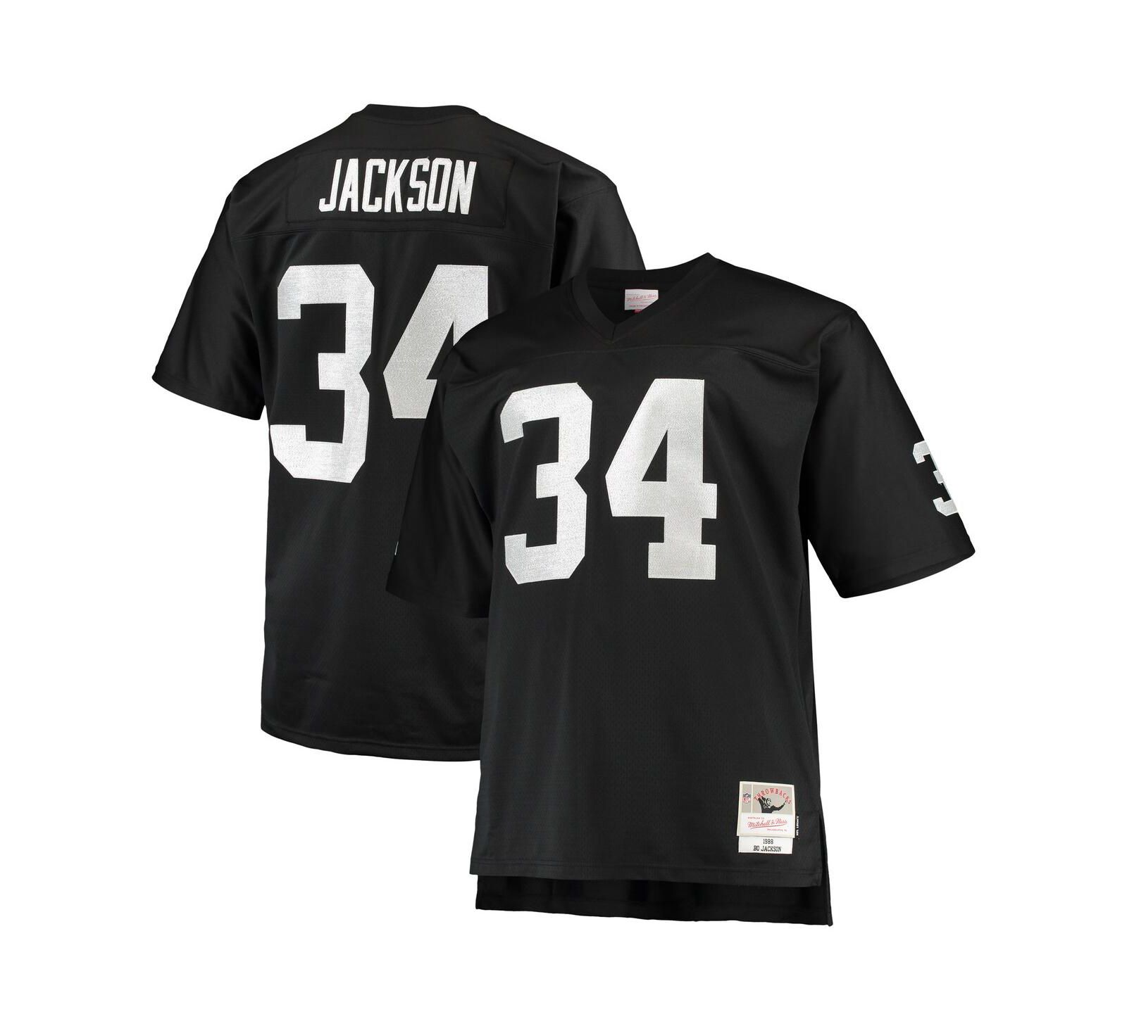 Мужская реплика джерси Mitchell & Ness Bo Jackson Black Las Vegas Raiders Big and Tall 1988