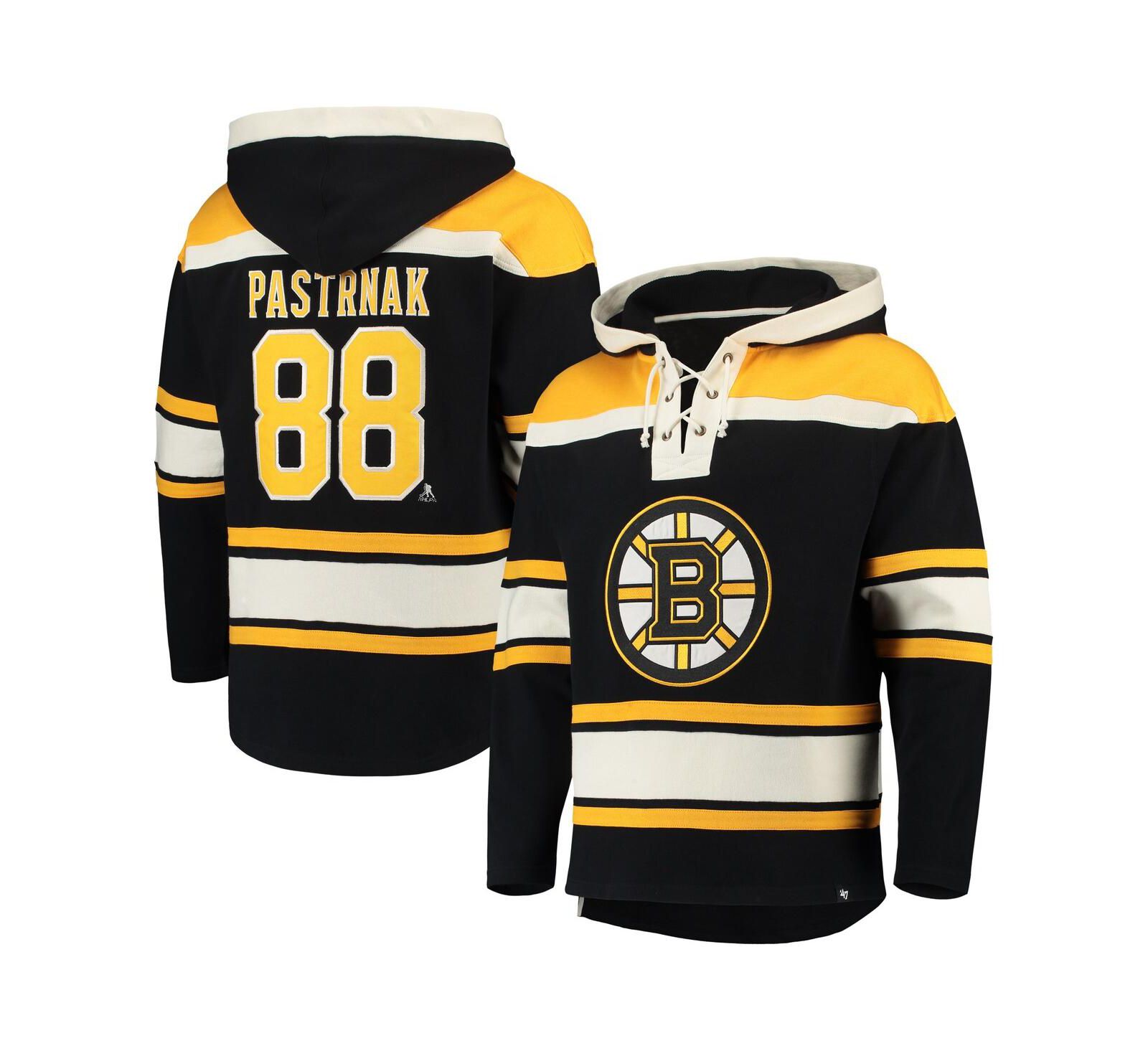 Мужское худи с начесом '47 Brand David Pastrnak Black Boston Bruins