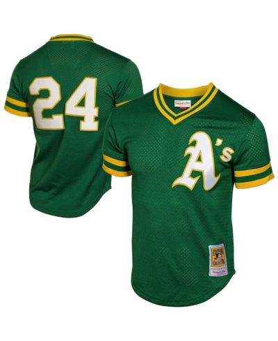 Мужская джерси Mitchell & Ness Rickey Henderson Green Oakland Athletics 1991 Cooperstown Mesh Batting Practice