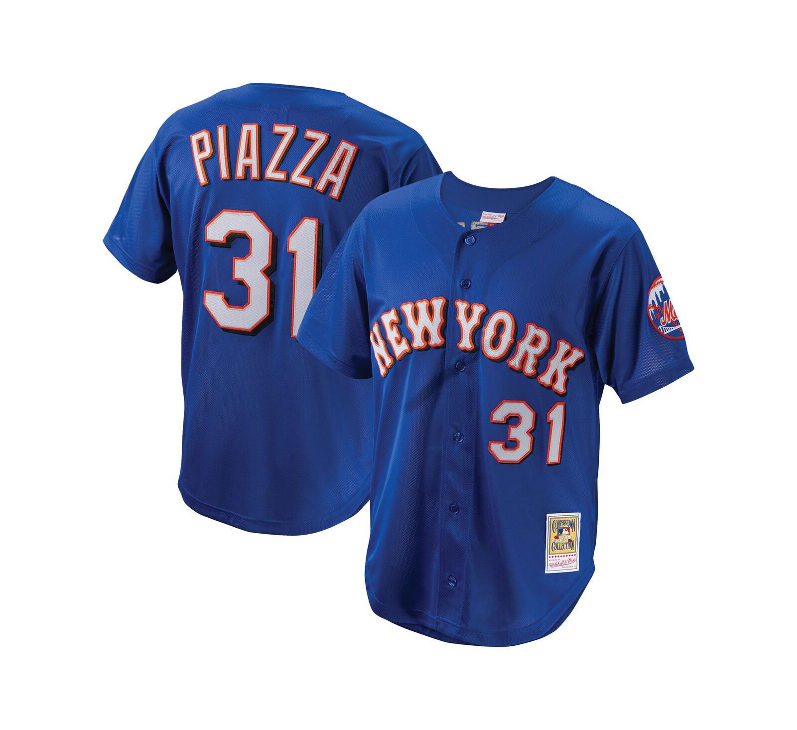 Мужская джерси Mike Piazza Royal New York Mets Cooperstown Collection Mesh Batting Practice Button-Up