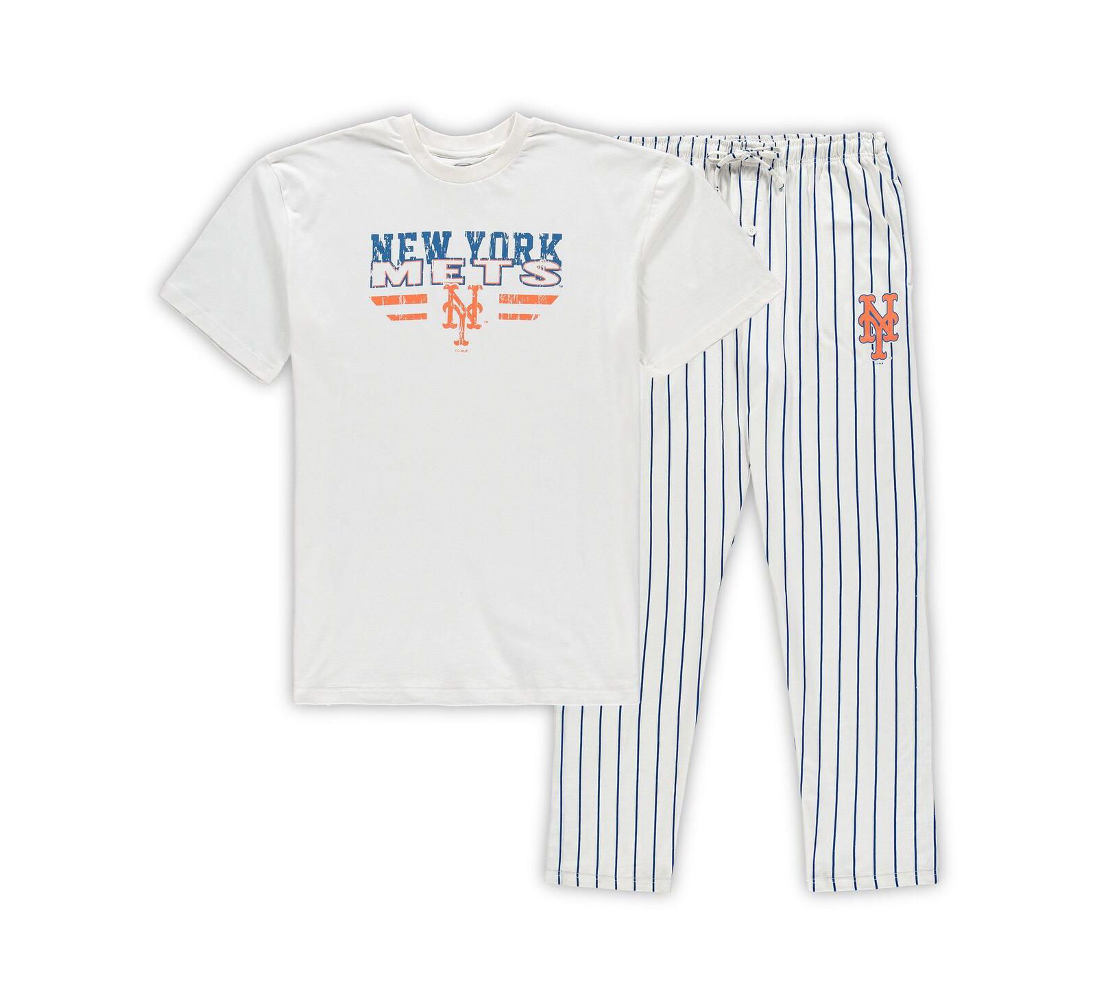 Мужской комплект для сна Concepts Sport New York Mets в бело-синюю полоску, Big and Tall