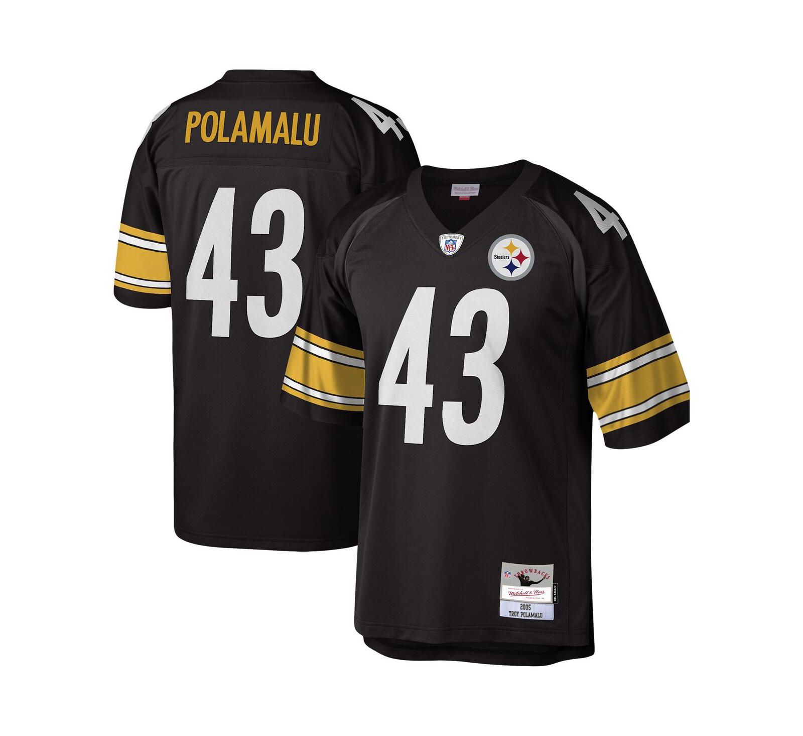 Мужская реплика джерси Troy Polamalu Pittsburgh Steelers, черный цвет