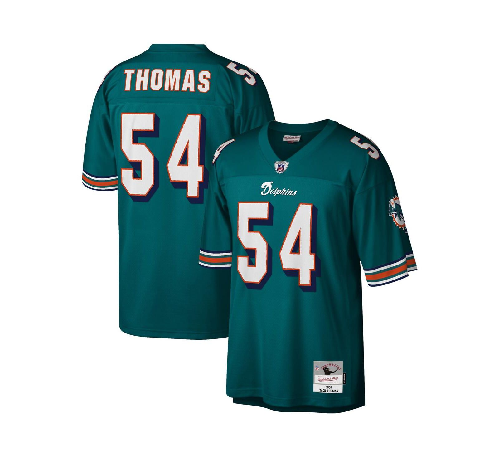 Мужская джерси Mitchell & Ness Zach Thomas Aqua Miami Dolphins Legacy Replica