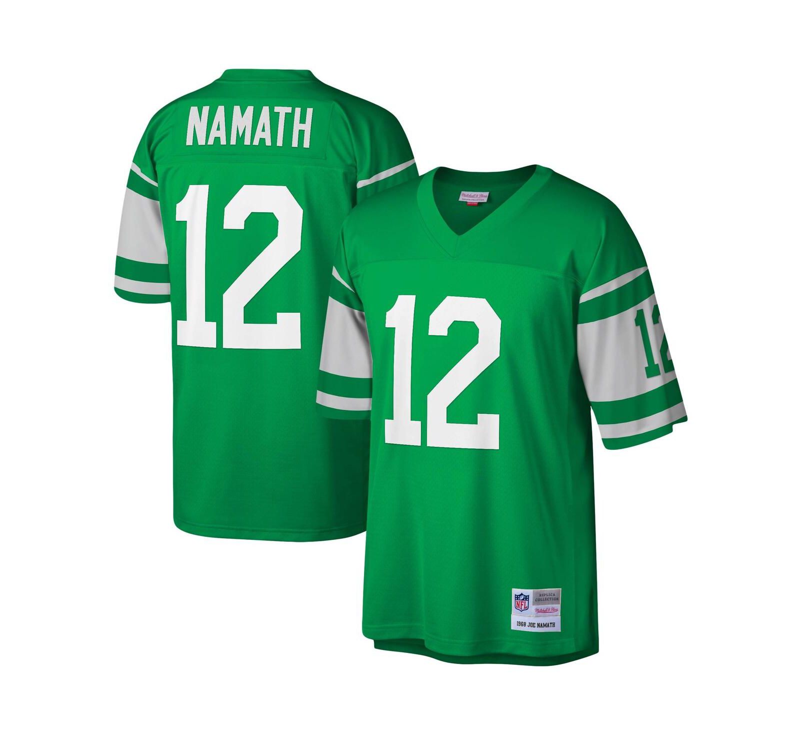 Мужская джерси Mitchell & Ness Joe Namath Kelly Green New York Jets Legacy Replica