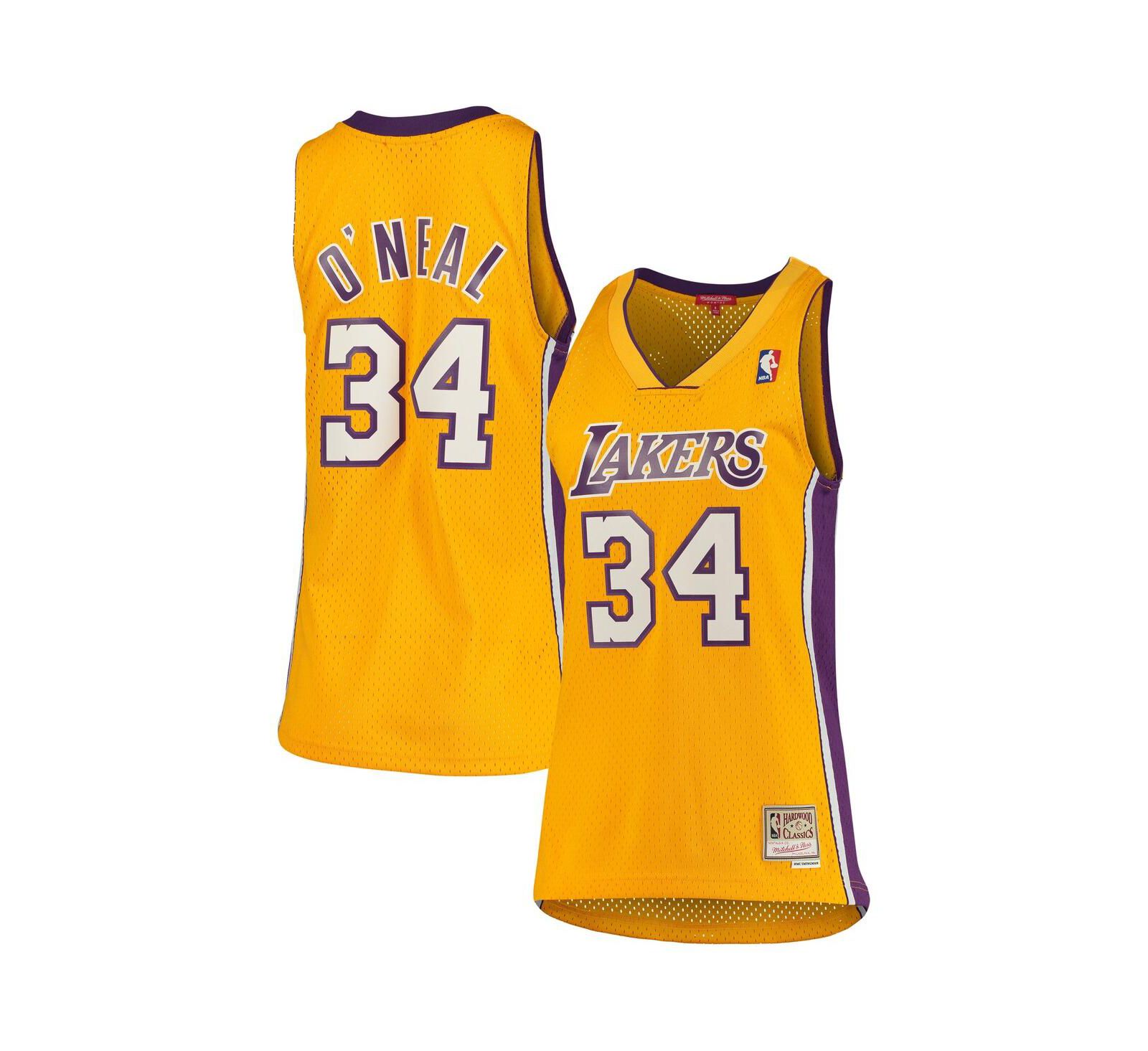 Женская джерси Shaquille O'Neal Gold Los Angeles Lakers 1999-00 Hardwood Classics Swingman