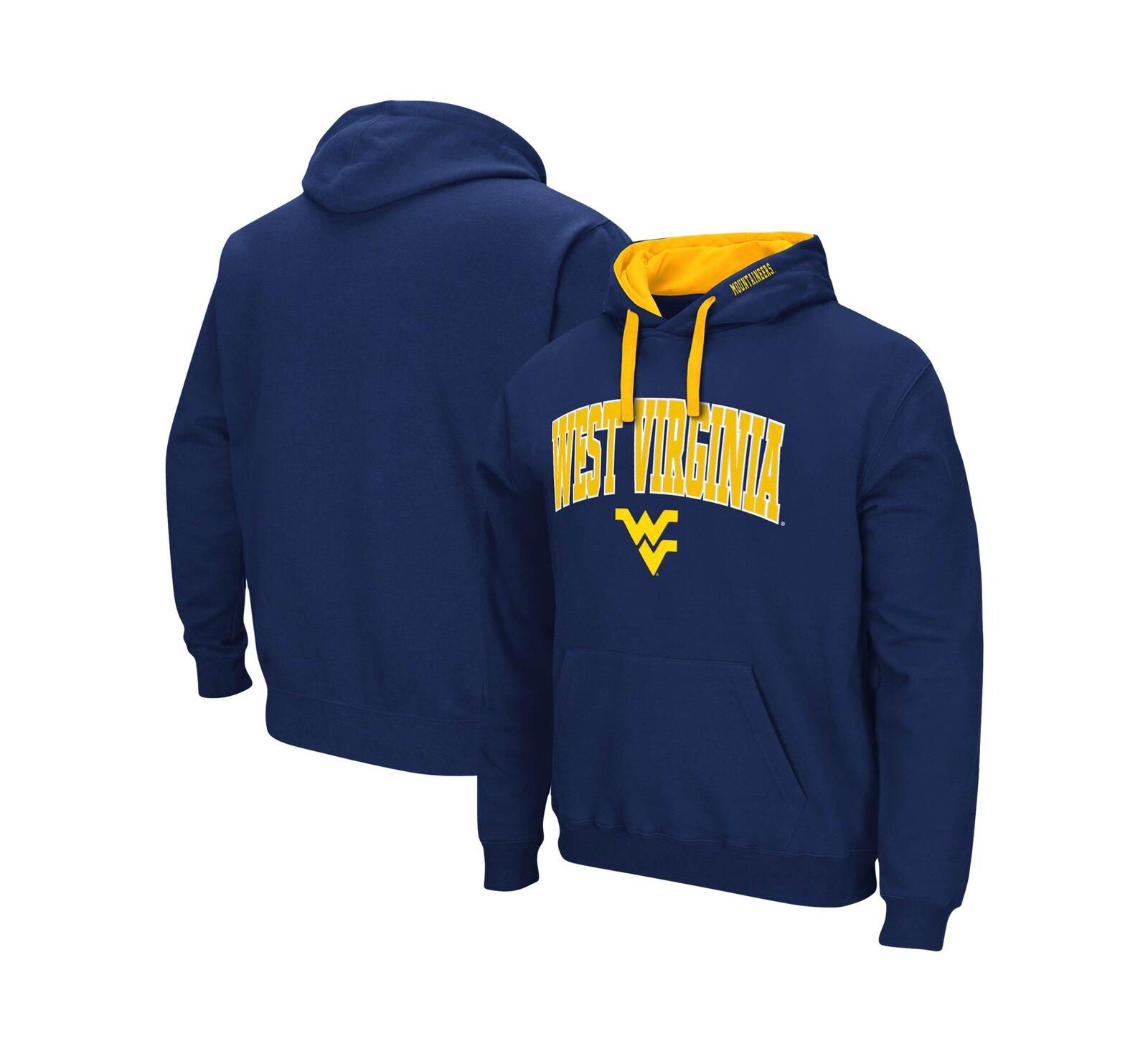 Мужское худи Colosseum Navy West Virginia Mountaineers Big and Tall Arch & Logo 2.0 Pullover