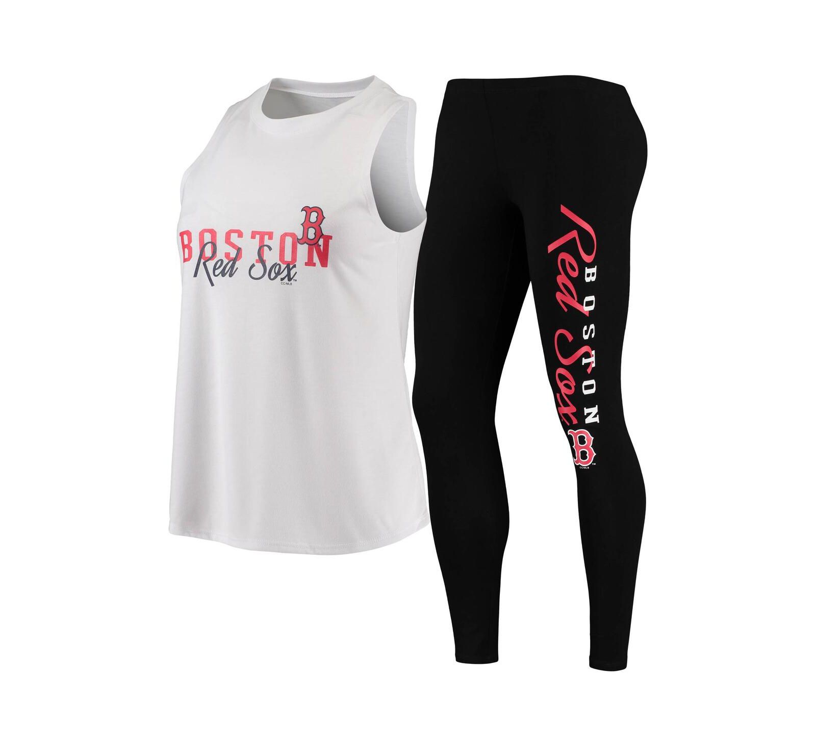 Женский комплект из топа и леггинсов Concepts Sport White, Black Boston Red Sox Sonata Tank Top and Leggings Set