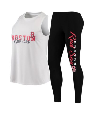 Женский комплект из топа и леггинсов Concepts Sport White, Black Boston Red Sox Sonata Tank Top and Leggings Set