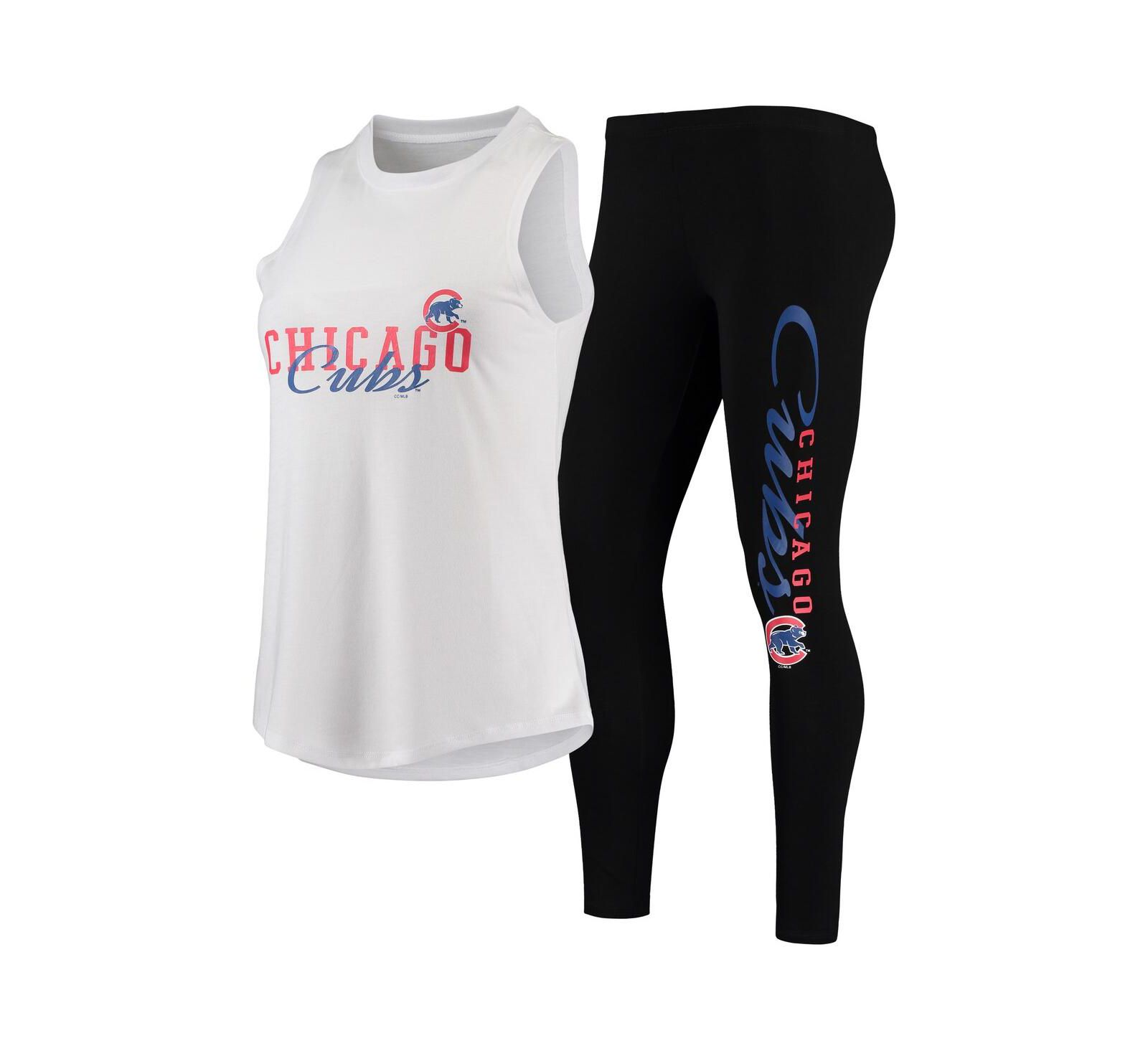 Женский комплект из топа и леггинсов Concepts Sport White/Black Chicago Cubs Sonata Tank Top and Leggings Set