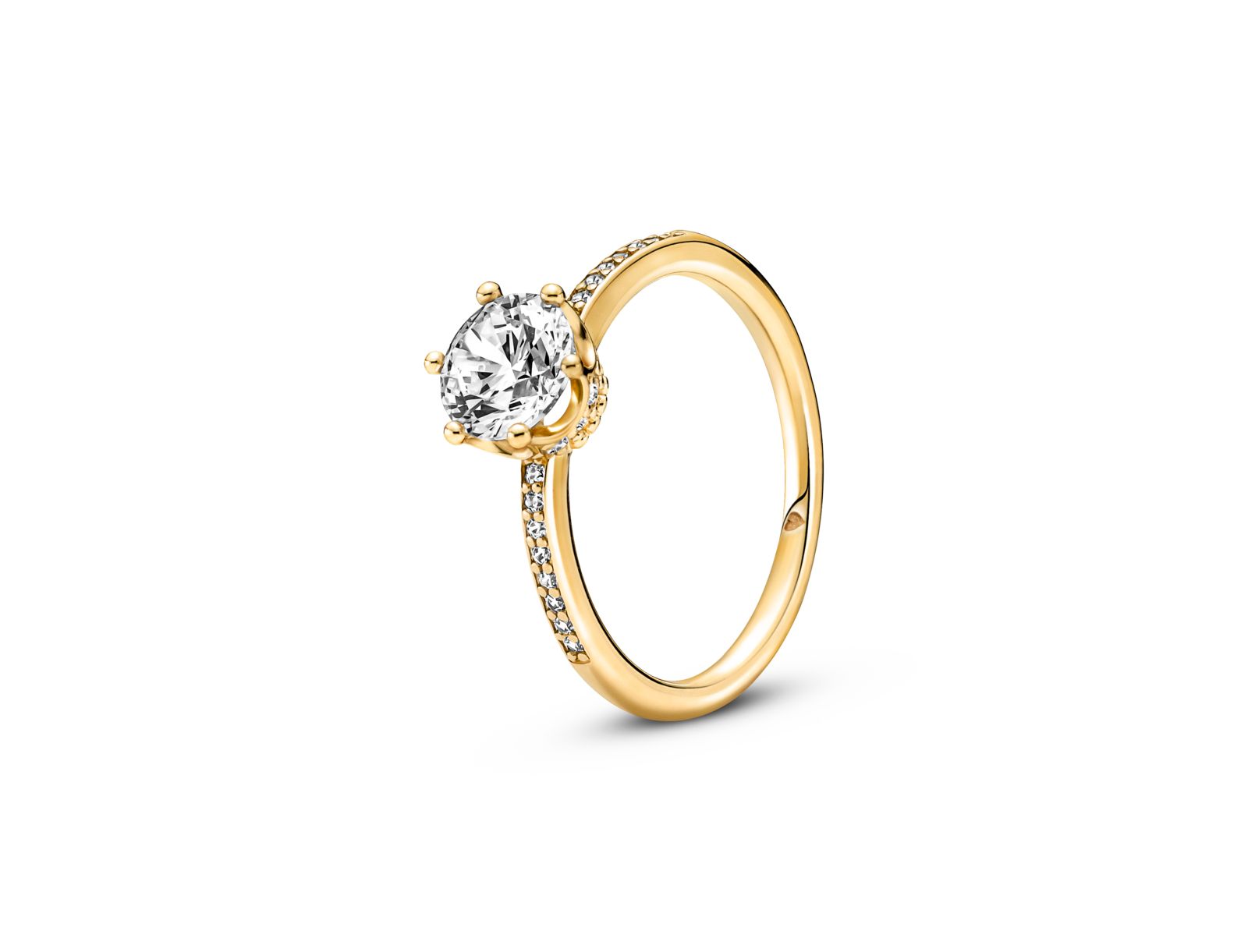 Pandora Cubic Zirconia Moments Clear Sparkling Crown Solitaire Ring