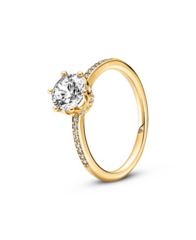 Pandora Кольцо-солитер Moments Clear Sparkling Crown с CZ