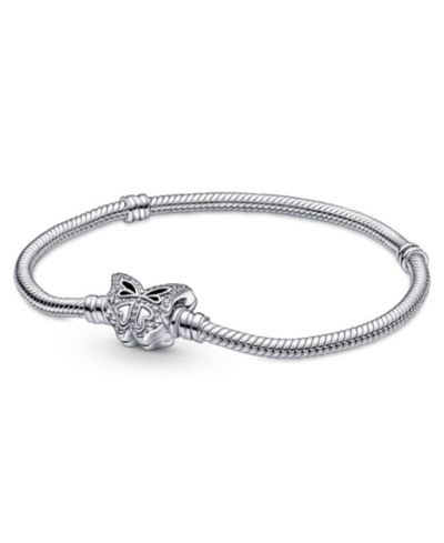 Pandora Moments Cubic Zirconia Butterfly Clasp Snake Chain Bracelet
