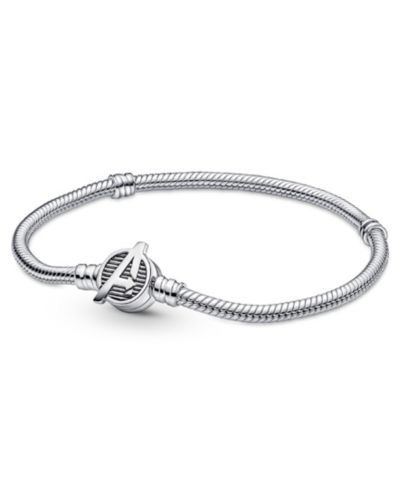Pandora Moments Sterling Silver Marvel The Avengers Logo Clasp Snake Chain Bracelet