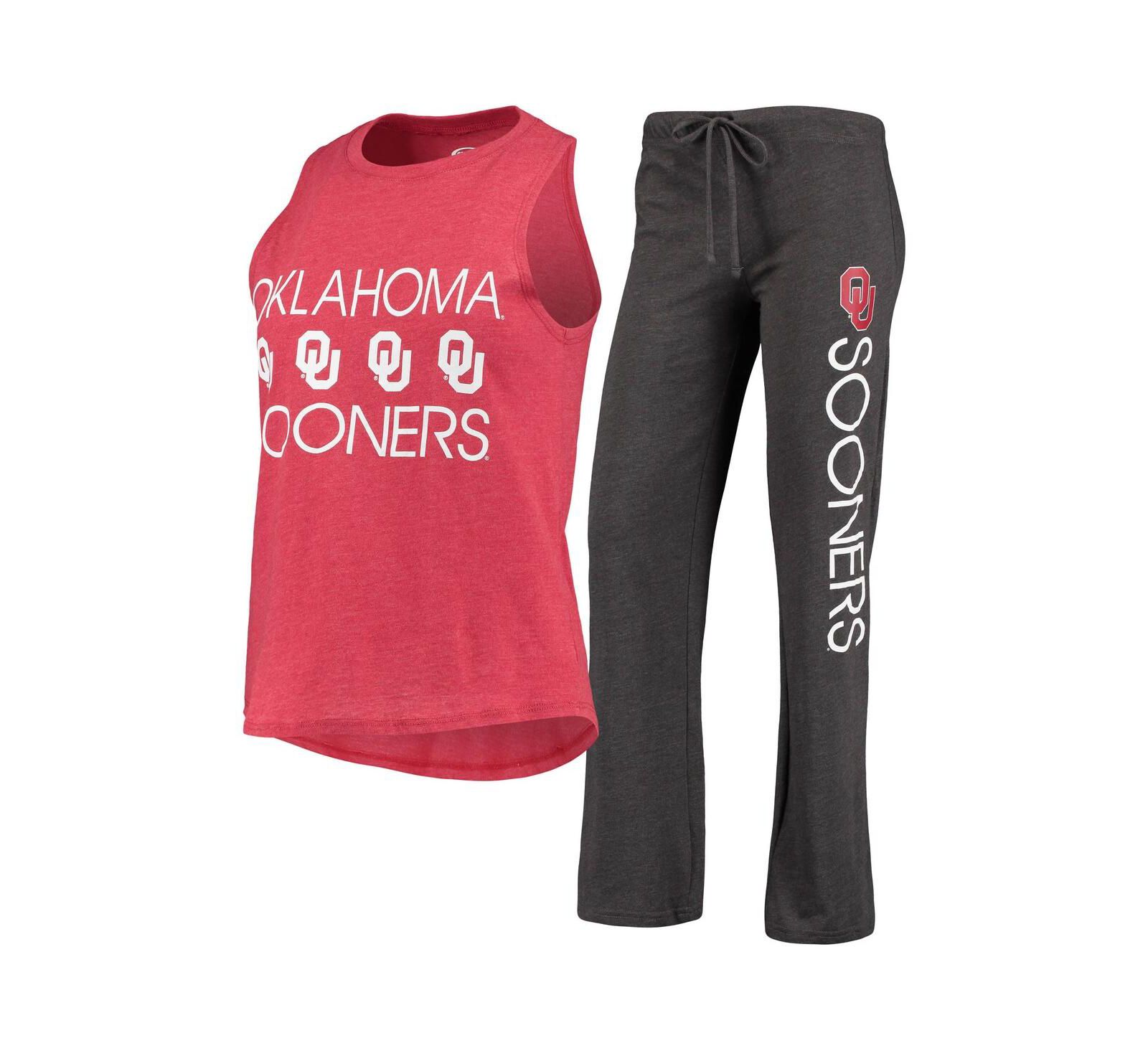 Women's Crimson, Charcoal Oklahoma Sooners Team Tank Top and Pants Sleep Set