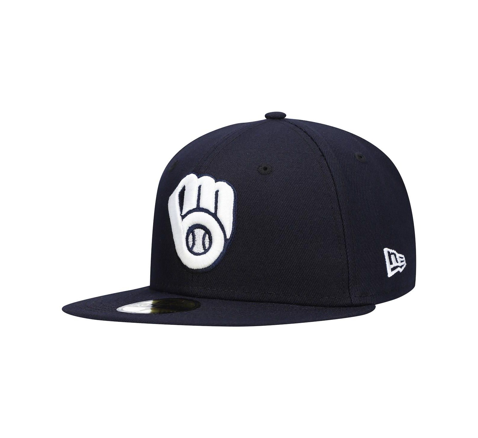 Men's Navy Milwaukee Brewers Logo White 59FIFTY Fitted Hat