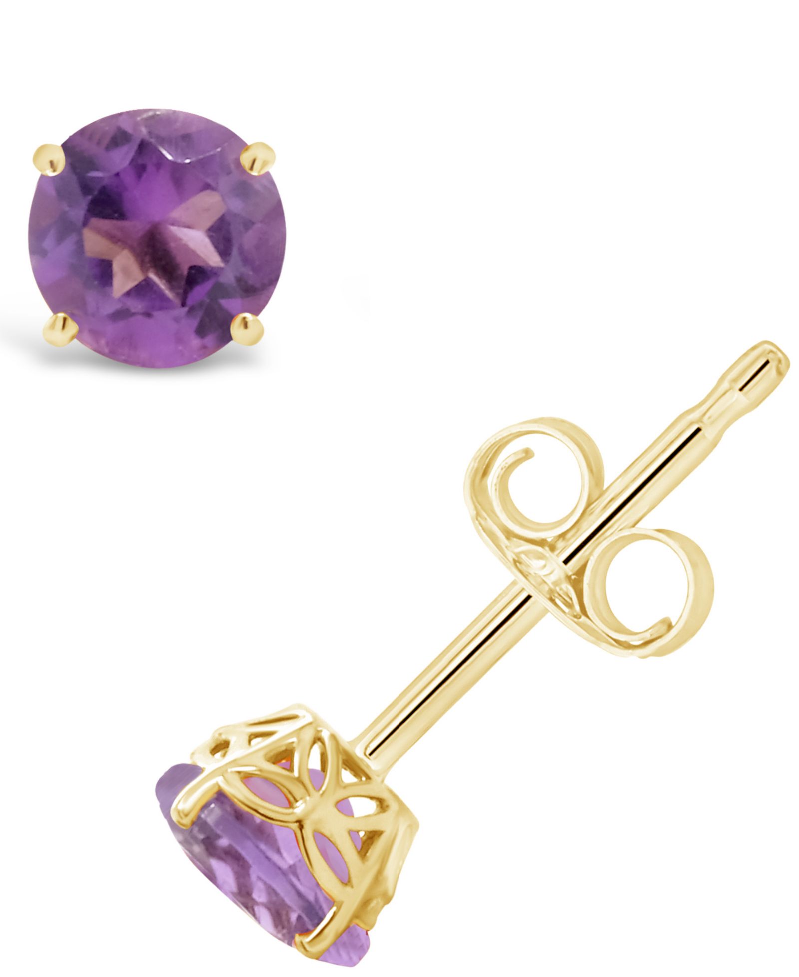 Серьги-гвоздики с аметистом (7/8 ct. t.w.) в желтом золоте 14K