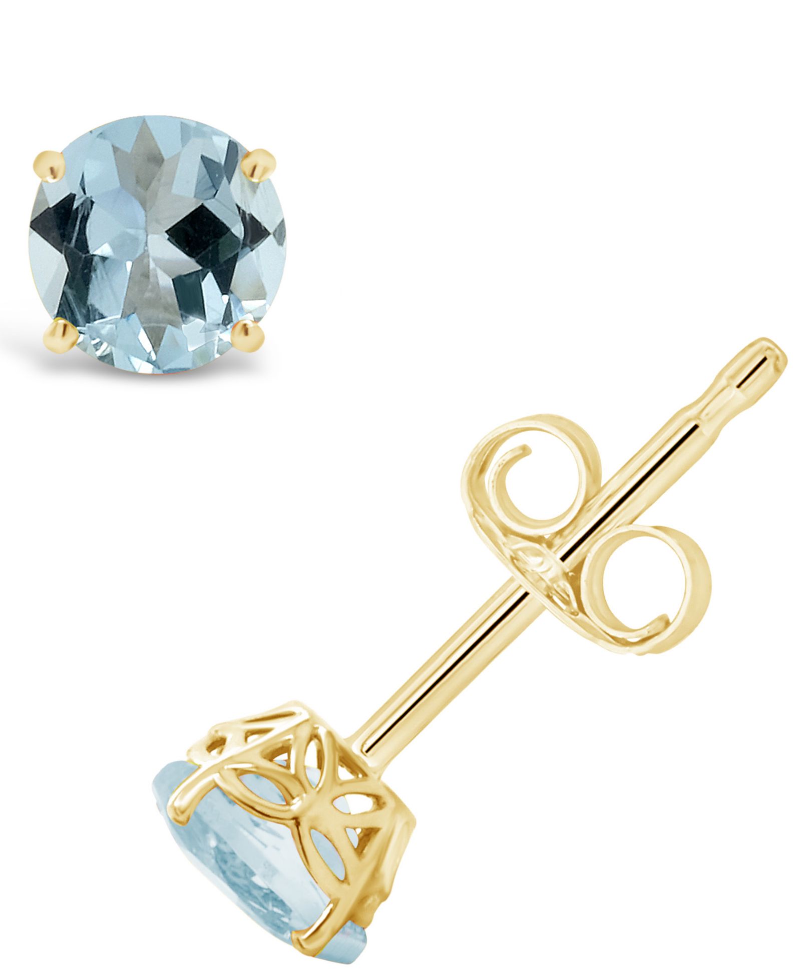 Серьги-гвоздики Macy's Aquamarine 14K Yellow Gold