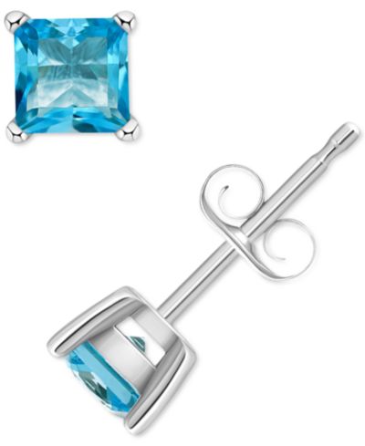 Серьги-гвоздики с голубым топазом (7/8 ct. t.w.) в золоте 14k