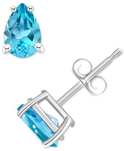 Blue Topaz Pear Stud Earrings (1 ct. t.w.) in 14k Gold