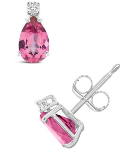 Серьги-гвоздики Pink Topaz (1 ct. t.w.) and Diamond Accent Stud Earrings в 14K Yellow Gold или 14K White Gold
