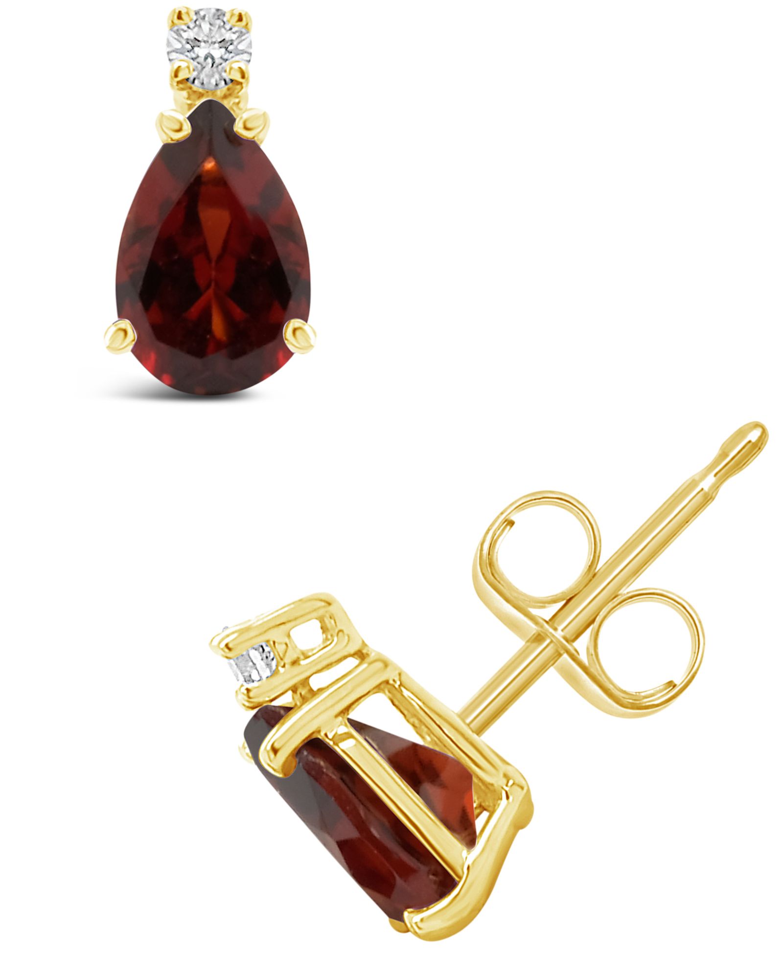Серьги с гранатом (1 ct.t.w.) и бриллиантовым акцентом, 14K Yellow Gold