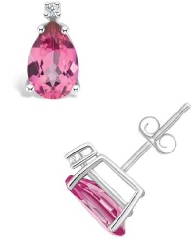 Серьги-гвоздики с розовым топазом (2-1/10 ct. t.w.) и бриллиантами в золоте 14K Yellow Gold или 14K White Gold