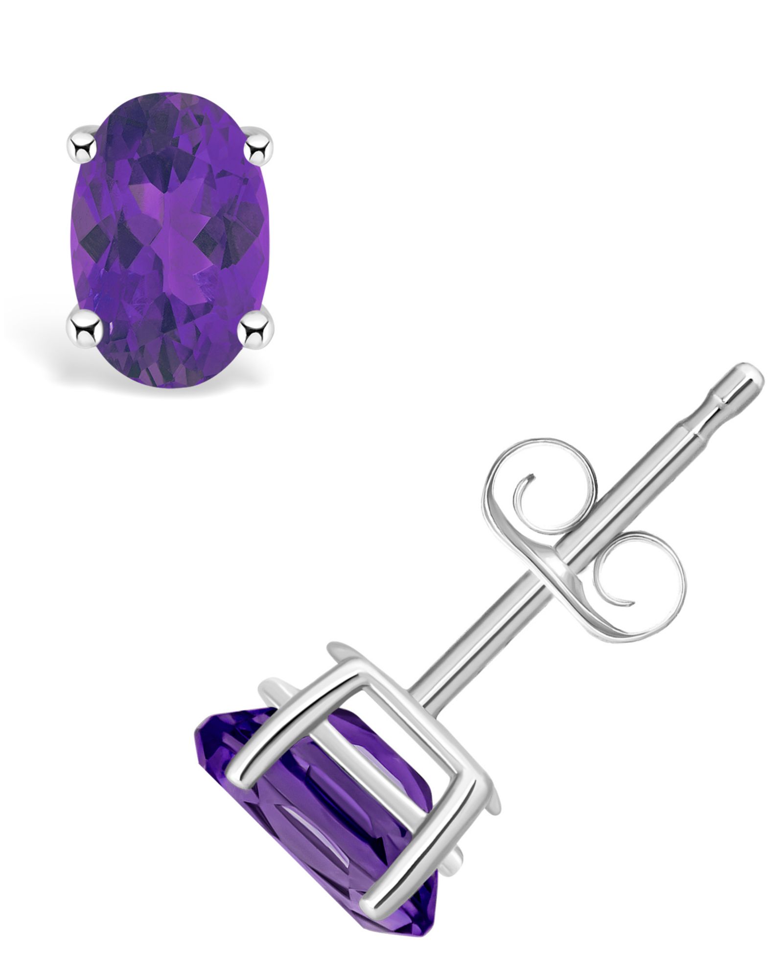 Серьги-гвоздики с аметистом (7/8 ct. t.w.) в желтом или белом золоте 14K