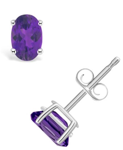 Серьги-гвоздики с аметистом (7/8 ct. t.w.) в желтом или белом золоте 14K