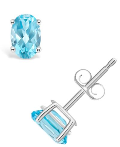 Macy's Серьги-гвоздики с голубым топазом (1-1/6 ct. t.w.) из 14K желтого или белого золота