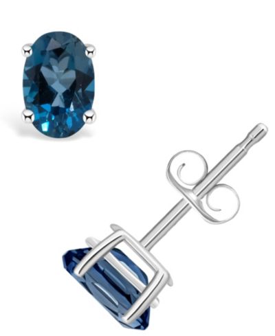 Серьги-гвоздики London Blue Topaz (1 ct. t.w.) в 14K желтом или 14K белом золоте