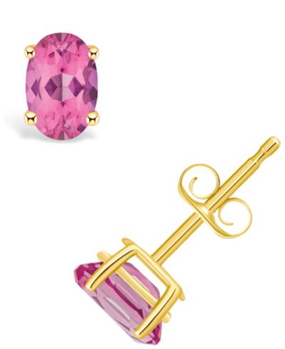 Серьги-гвоздики Pink Topaz 1-1/7 ct. t.w. в 14K желтом или 14K белом золоте