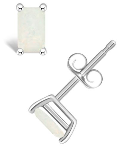 Opal (1/3 ct. t.w.) Stud Earrings in 14K White Gold or 14K White Gold