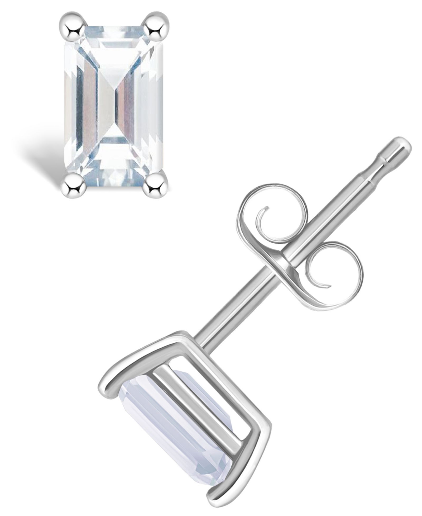 Серьги-гвоздики Macy's White Topaz в 14K Yellow Gold или 14K White Gold