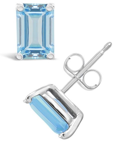 Серьги-гвоздики с аквамарином (1 ct. t.w.) из 14K желтого или белого золота