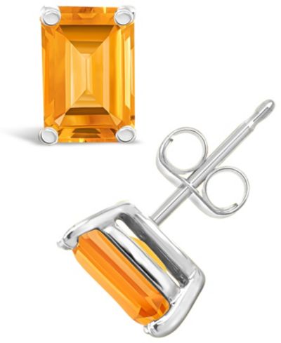 Серьги-гвоздики с цитрином (1-1/10 ct. t.w.) из 14K желтого или 14K белого золота