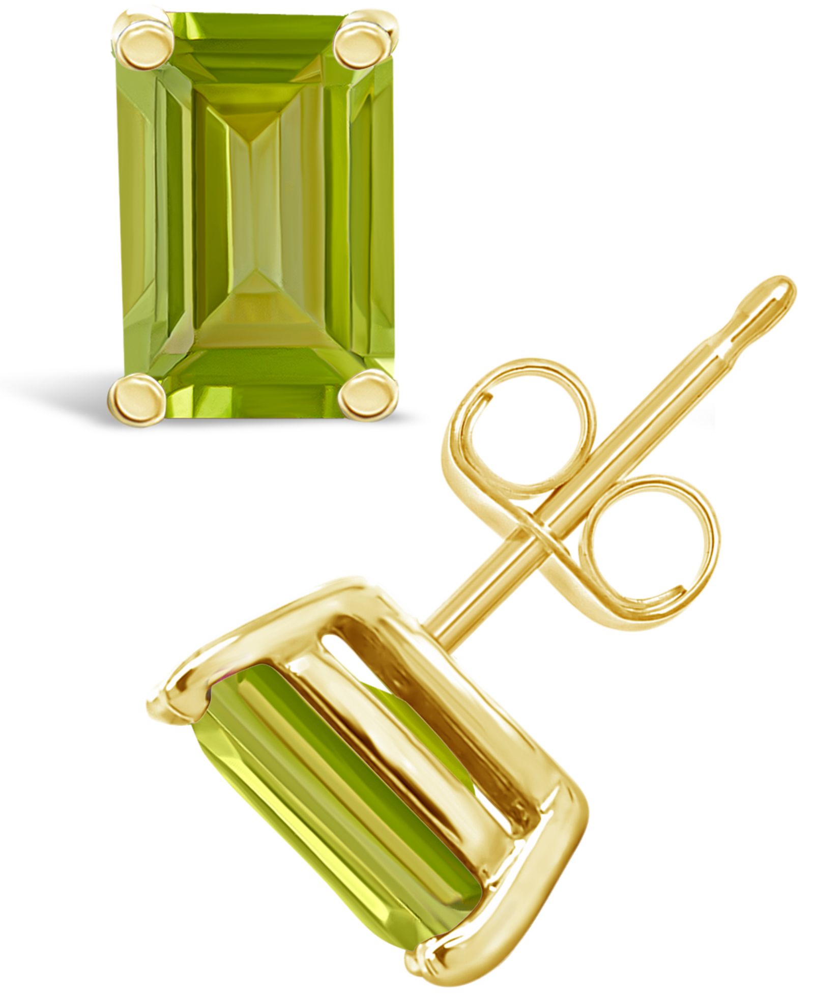 Серьги-гвоздики с перидотом (1-3/8 ct. t.w.) в желтом или белом золоте 14K
