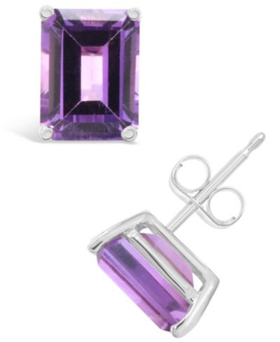 Серьги-гвоздики с аметистом (3-1/5 ct. t.w.) в 14K желтом или белом золоте