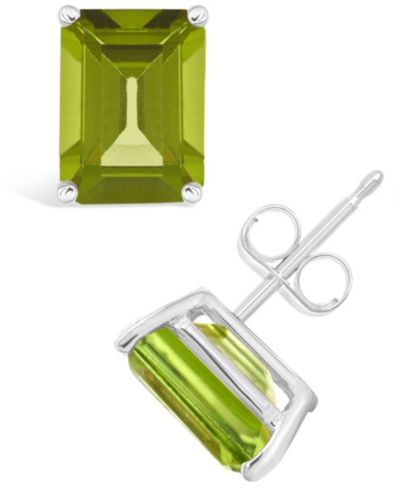 Серьги-гвоздики Peridot в 14K желтом или белом золоте