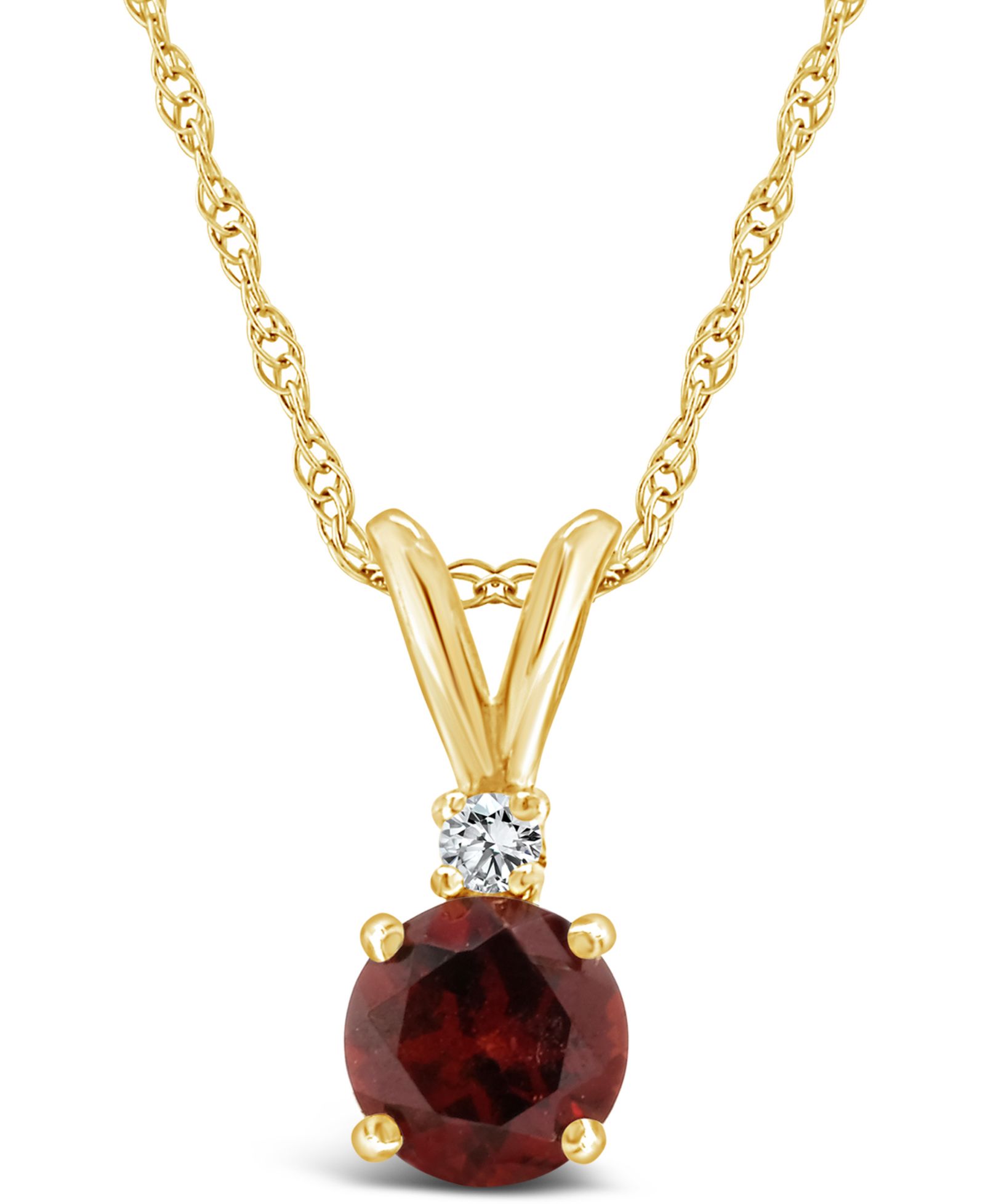 Подвеска-кулон с гранатом (5/8 ct. t.w.) и бриллиантами, золото 14K желтое или белое
