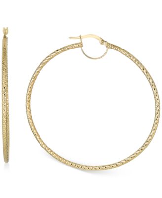 Серьги-кольца Italian Gold Textured в 10k Gold, 50mm