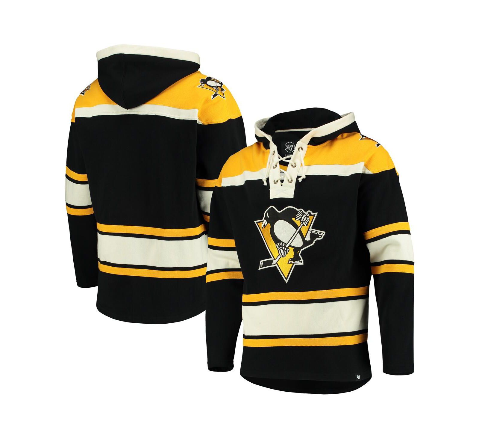 Мужской черный худи pullover Lacer с логотипом Pittsburgh Penguins от '47 Brand