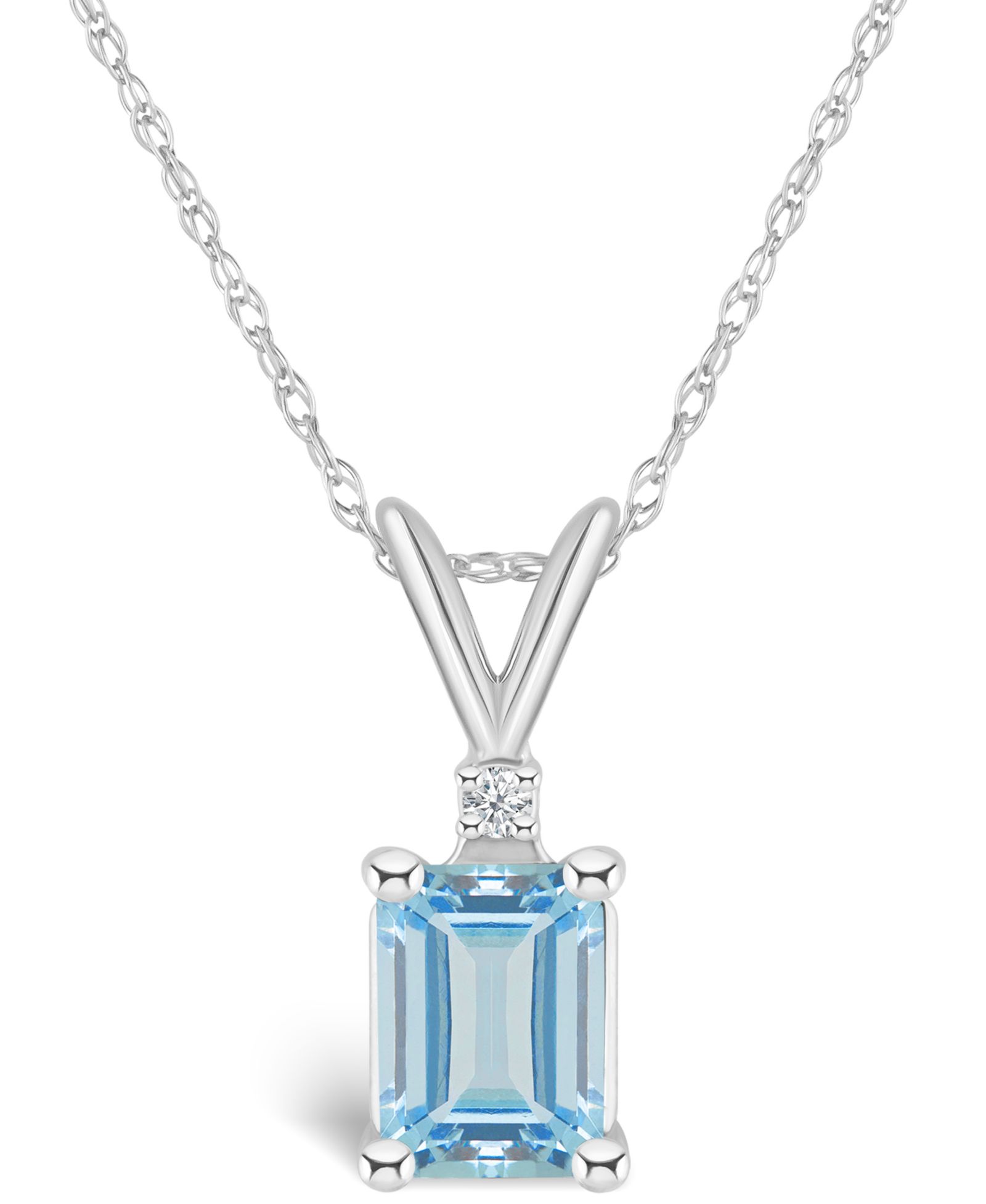 Подвеска с аквамарином (7/8 ct. t.w.) и бриллиантом в 14K желтом или 14K белом золоте
