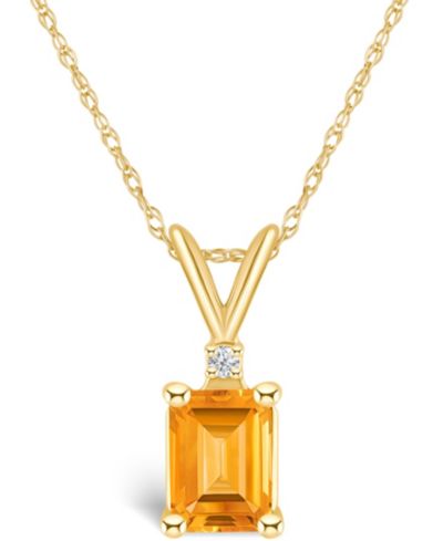Citrine (1 ct. t.w.) and Diamond Accent Pendant Necklace in 14K Yellow Gold or 14K White Gold