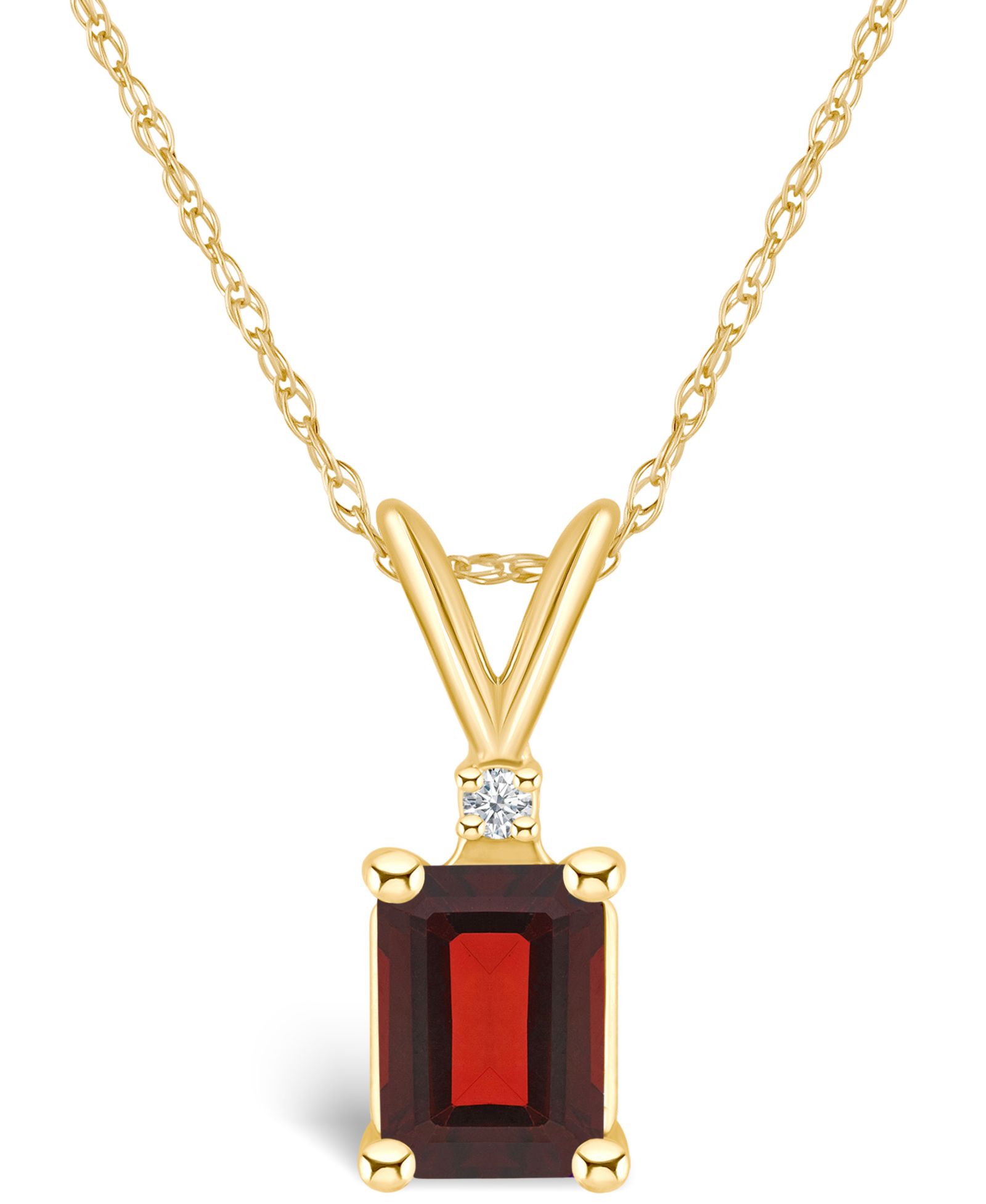 Подвеска-ожерелье Garnet (1-1/4 ct. t.w.) и Diamond Accent в 14K Yellow Gold или 14K White Gold