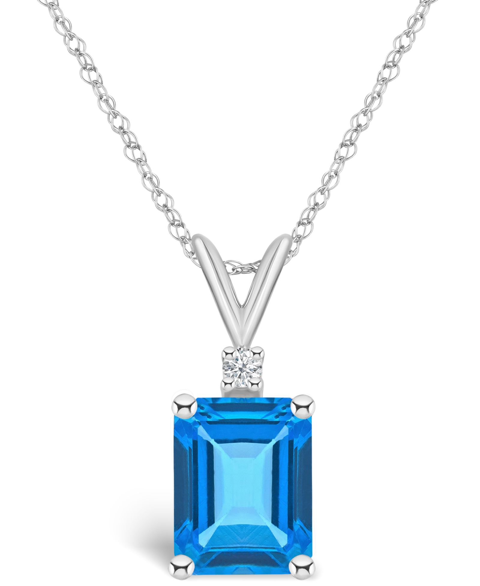 Подвеска-кулон с Blue Topaz (3 ct. t.w.) и Diamond Accent, 14K Yellow Gold или 14K White Gold